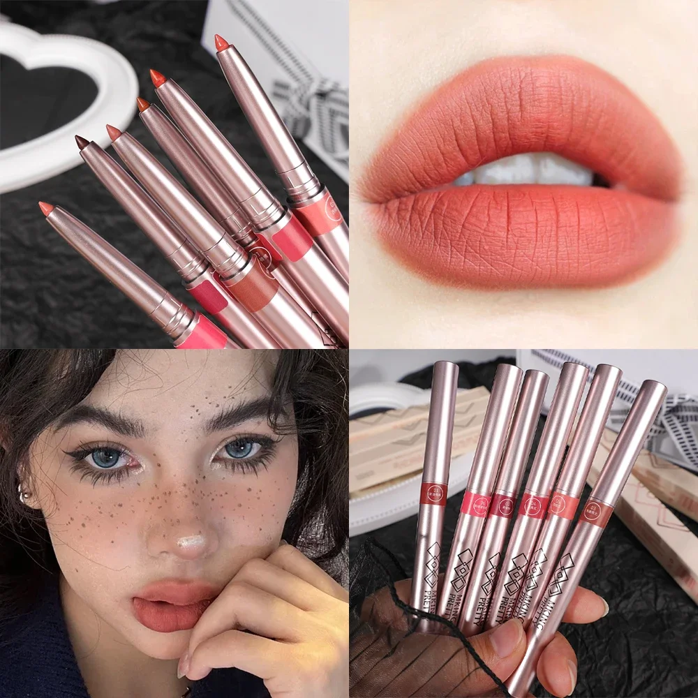 Nude Lipliner Lipstick Pencil Waterproof Matte Sexy Red Pink Contour Tint Lipstick Lasting Non-stick Cup Lips Makeup Cosmetics 3