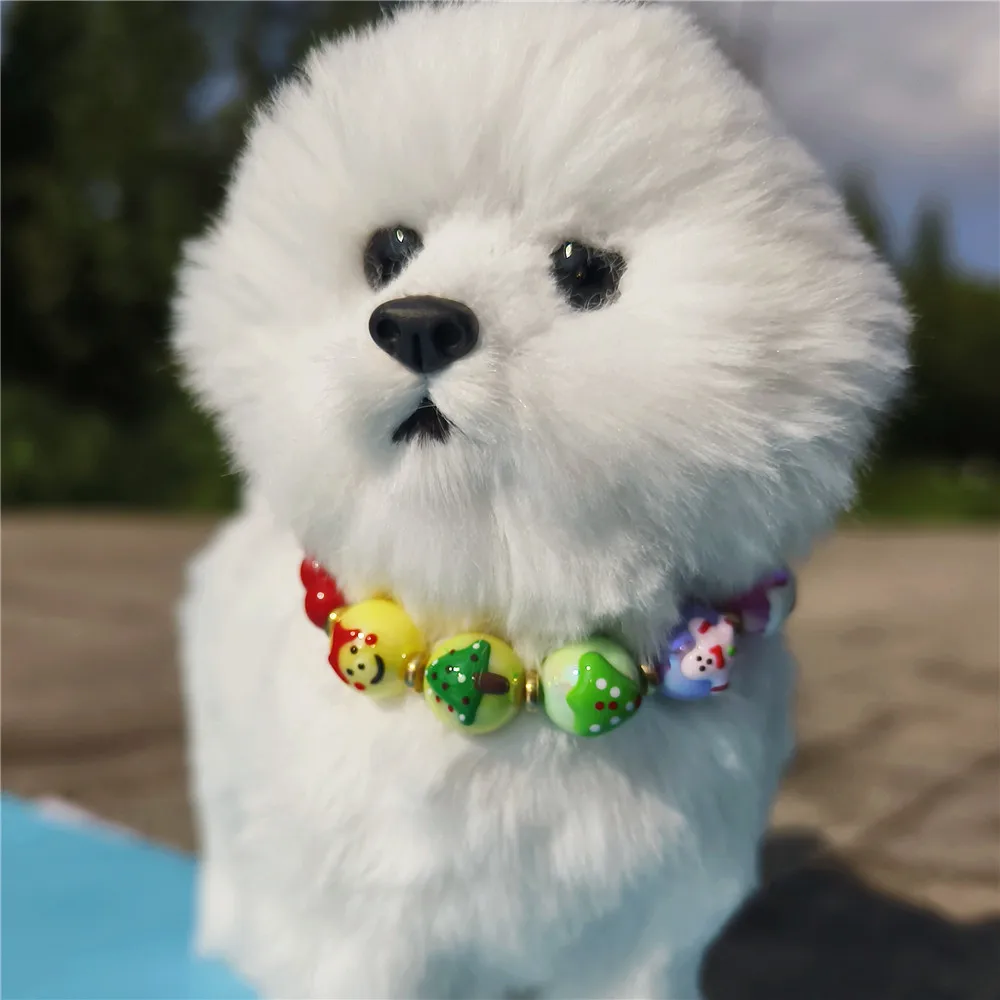 Christmas Beads Personalized Pet Collar Handmake Necklace Jewelry for Puppy Dog Cat Party Birthday Pet Supplies XS-XL