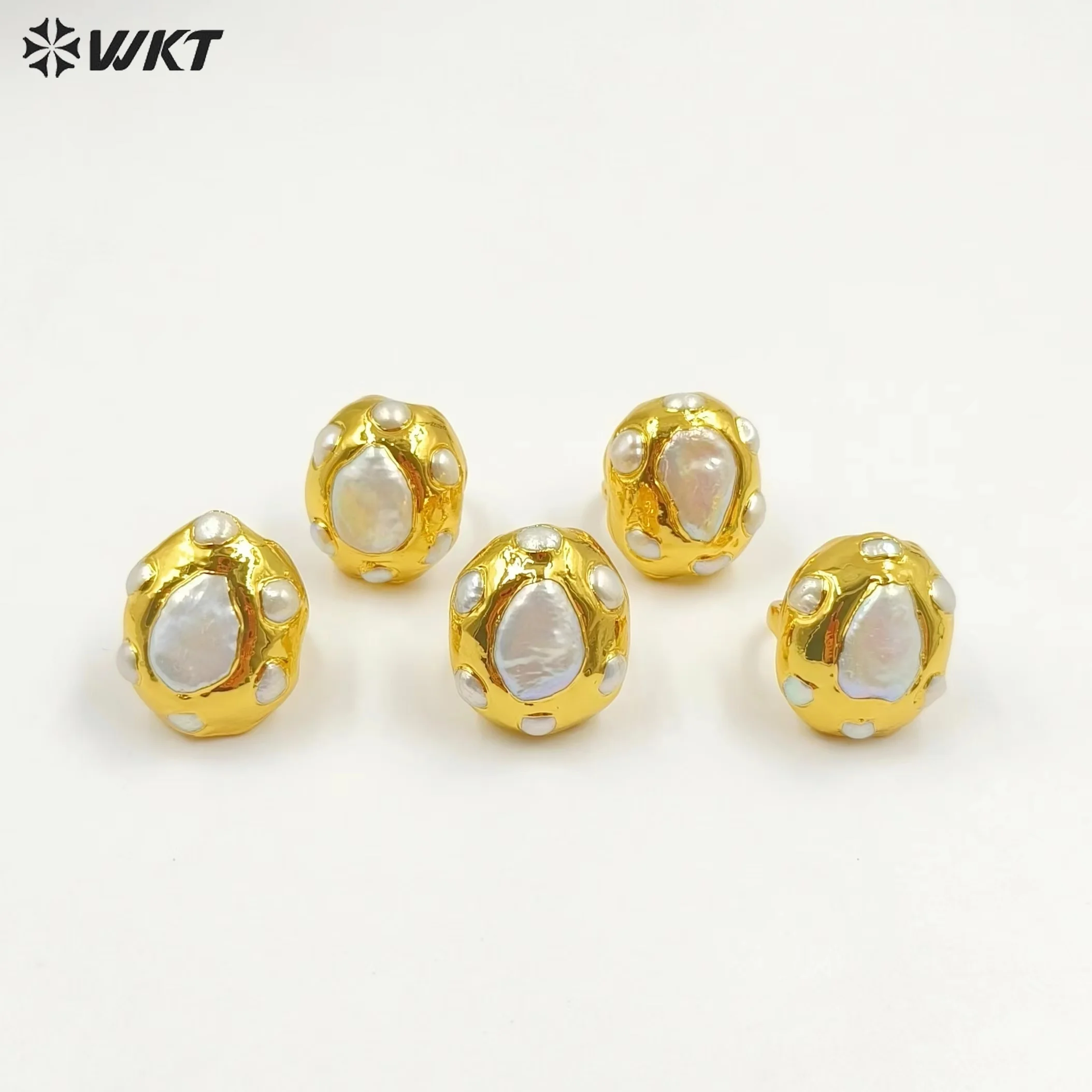 

WT-MPR075 WKT 2023 Luxury Style Freshwater Pearl Gold Plated Adjustable Ring Women Wedding Gift Accessorie Ins