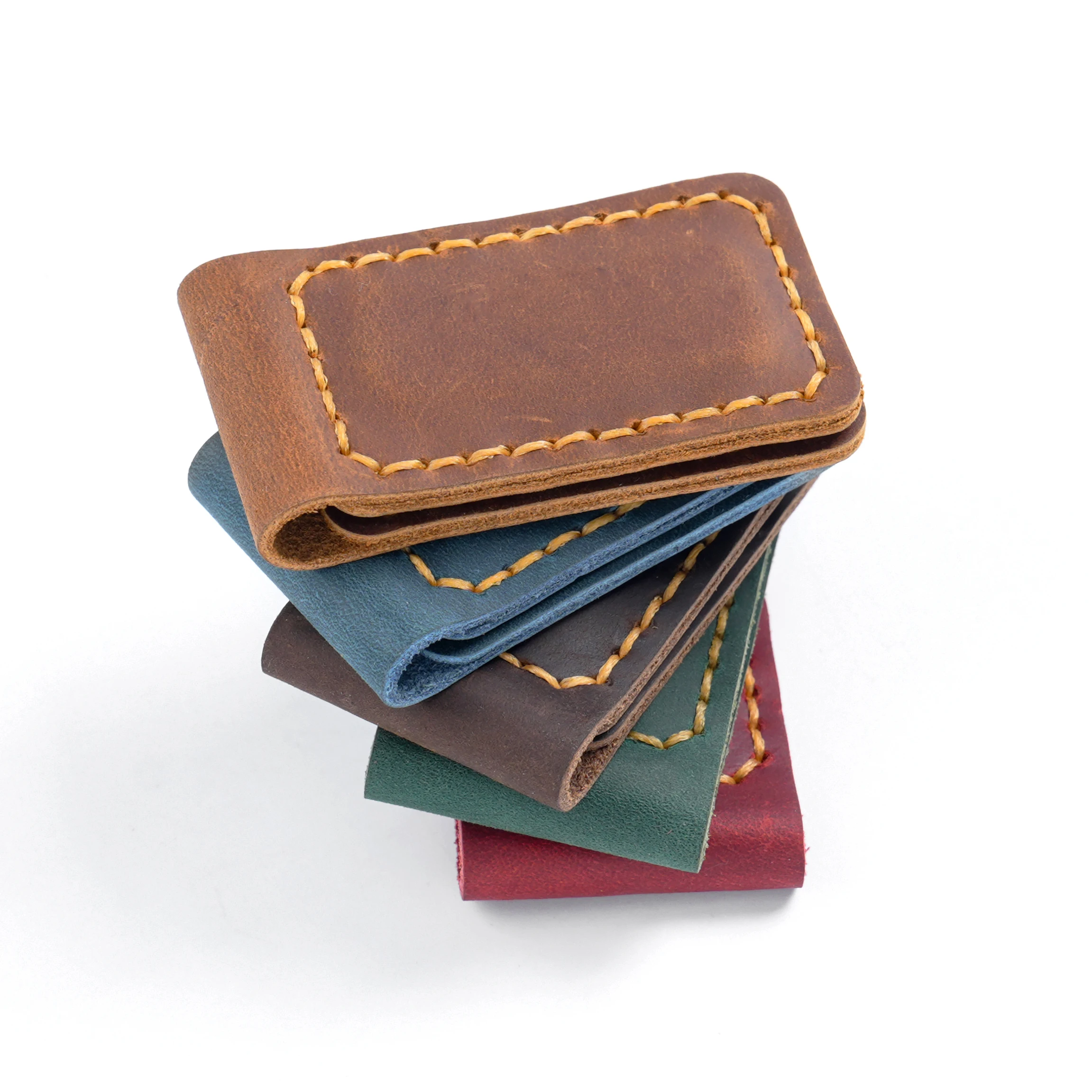 Handcrafted Vintage-Style Magnetic Bookmark and Money Clip Premium Full-Grain Leather with Rustic Distressed Finish Artisanall metal money clip