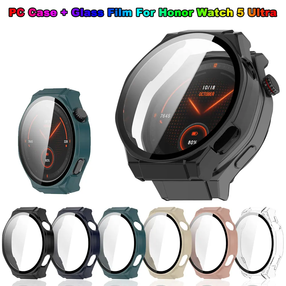 Premium Tempered Glass Smartwatch Protector Case - Durable Screen Cover Bumper Shell