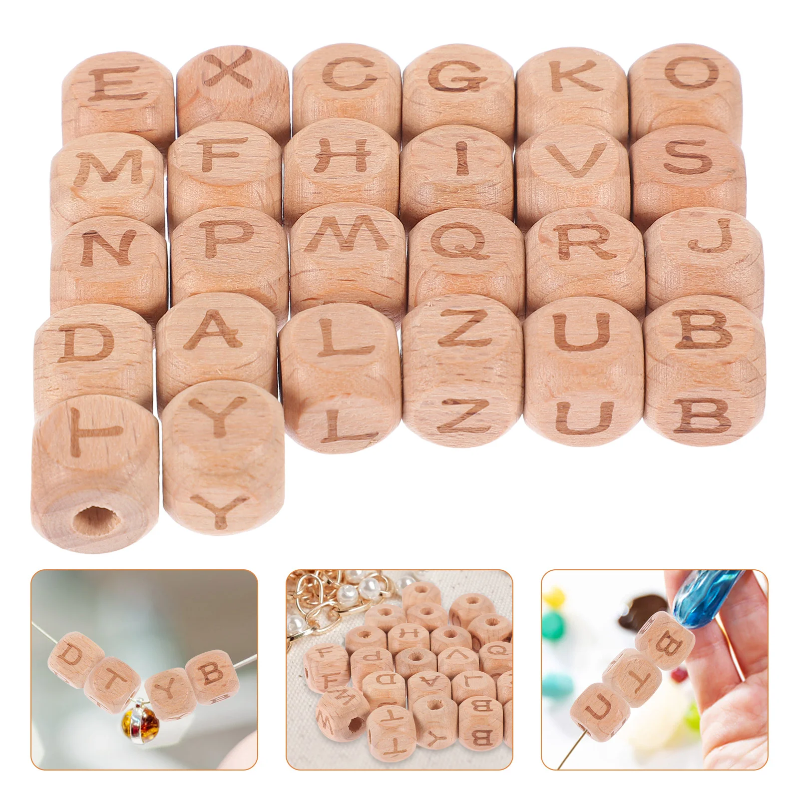 

104 Pcs Beech Letter Beads for Braclets DIY Manual Locs Hair Accessories Decorative Alphabet