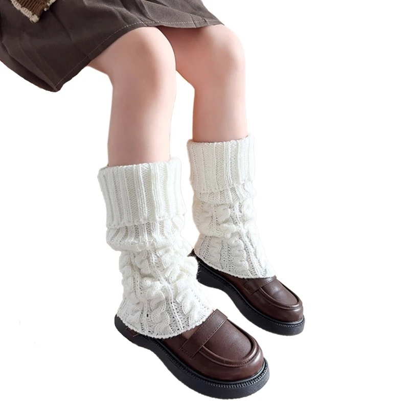 어린 소녀를위한 패션 니트 레그 워머 복장을위한 무릎 높은 양말 겨울 Slouchy 양말 Thicken Warm Leggings