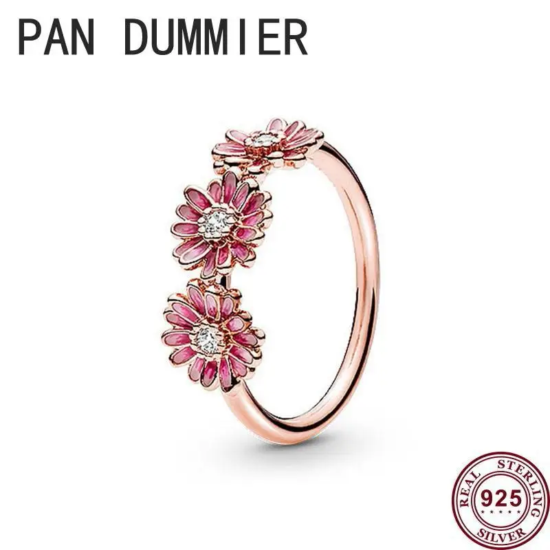 Popular 925 Sterling Silver Exquisite Daisy Collection Flower Women's Logo Ring Wedding High Quality Fashion Diy Charm Jewelry