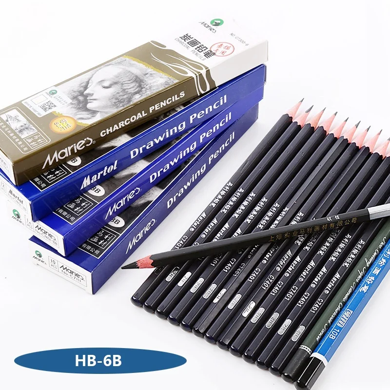 1pcs Professional drawing pencil 2H-14B Sketch pencil Pencils White Brown Writing & Sketching School office supplies art pens - 6