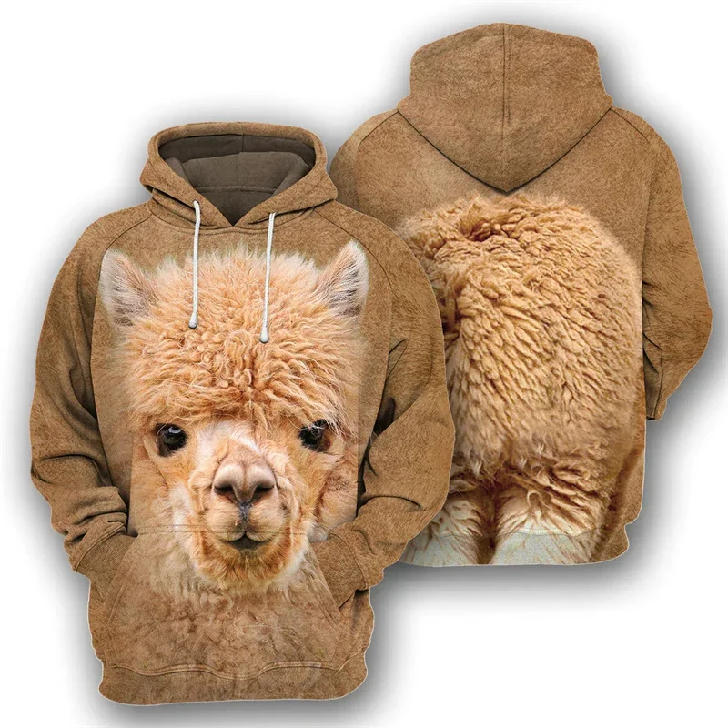 thumbnail image 1 of Sudadera con capucha con estampado de oveja, alpaca, toro y caballo para hombre, sudadera con capucha de manga larga con estampado 3D de animales, abrigo con capucha de gran tamaño para la calle, 1 of 4