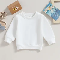 Toddler Sweatshirt Baby Boy Girl Clothes Crewneck Solid Color Long Sleeve Pullover Tops Fall Winter Outfit 3