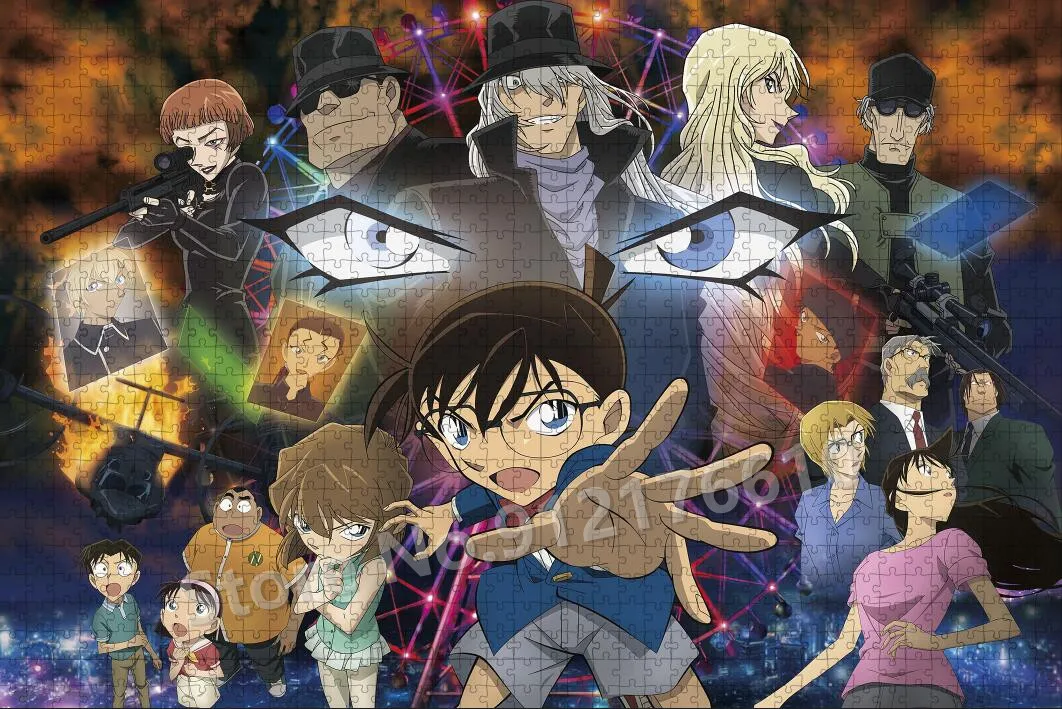 Anime Puzzle Detective Conan Pure Black Nightmare Jigsaw Puzzle 108/200/300/500/1000 Pieces Kids Educational Toys Gifts