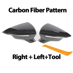 Gloss Black Carbon Look Car Side Rearview Mirror Cover Accessories (Carbon Fiber Pattern)