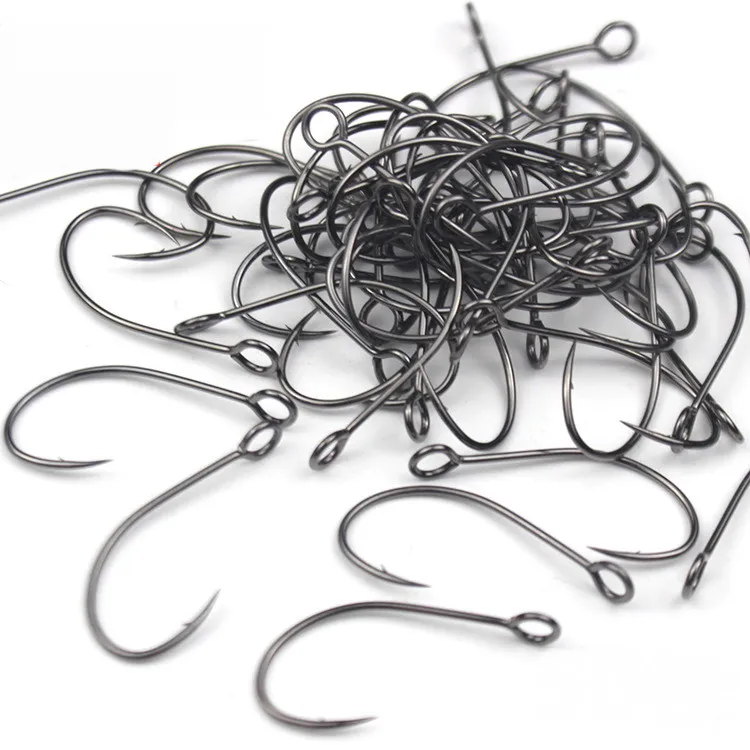 Description Picture 6 of item50pcs/box Fishing Crank Hooks Barbed Fishhook Fishing Tackle Box Big Eye Sharp High Carbon Steel Fish Single Hook Carp Jig Hooks
