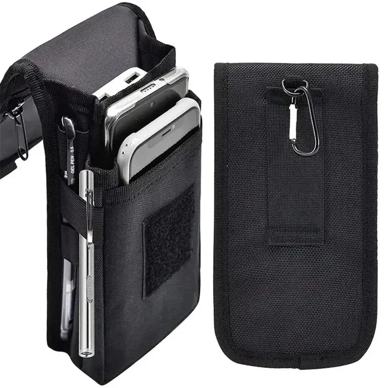 Men Oxford Mobile Phone Bag Casual Waist Bag Daily Coin Purse Multi-Purpose Phone Pouch Tactical Phone Pouch Carry Waist Bag