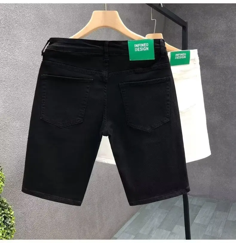 Summer Casual Denim Shorts Men Knee Length Straight Slim Classic Jeans Shorts