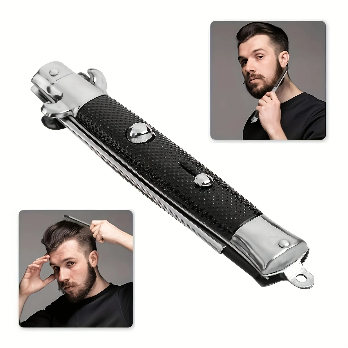 Klapp feder kamm automatische Kämme Edelstahl tragbare faltbare Messer bürsten Haars ch neider Kamm bürste Zubehör Werkzeug – Detail 4