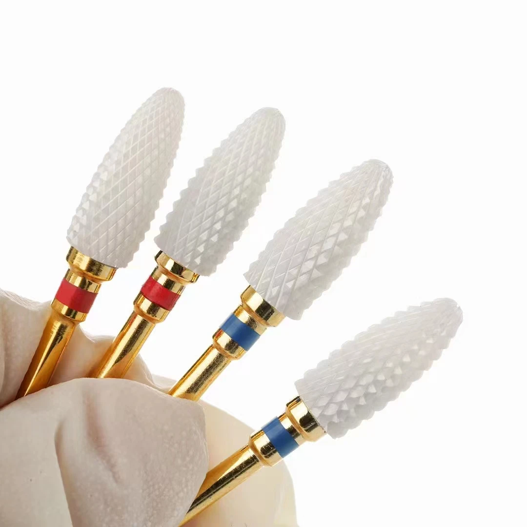 

Ceramic Nail Drill Bits Cone Shape 3/32'' Golden Shank for Cuticles Acrylic Gel Polish Removing Shping Manicure Tools