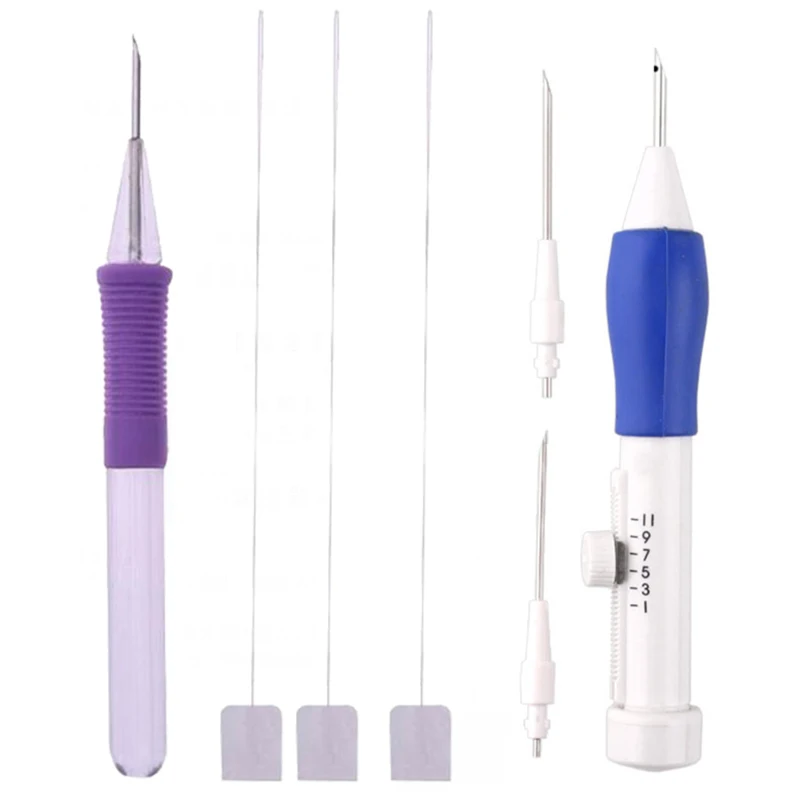 DIY 3 Needles 2 Threaders Craft Tool Punch Needle Set 3 Size Punch Needle  Set Embroidery Stitching Craft Tool for Sewing