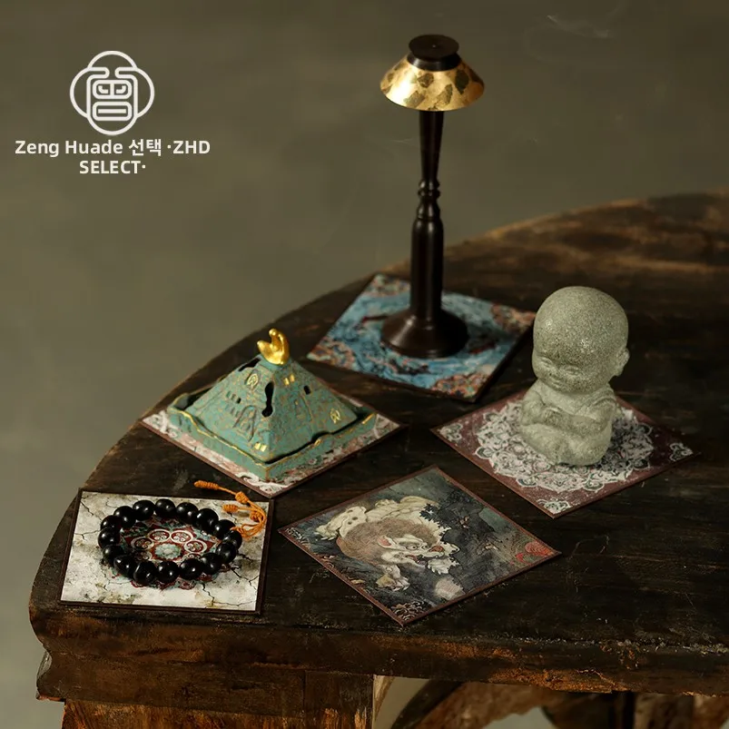 Zeng Hua De Dunhuang Dry Pounding Tea Ceremony 실크 스카프 얇은 스타일 티 매트 중국 선(禪) 차 문화 꽃무늬 수제