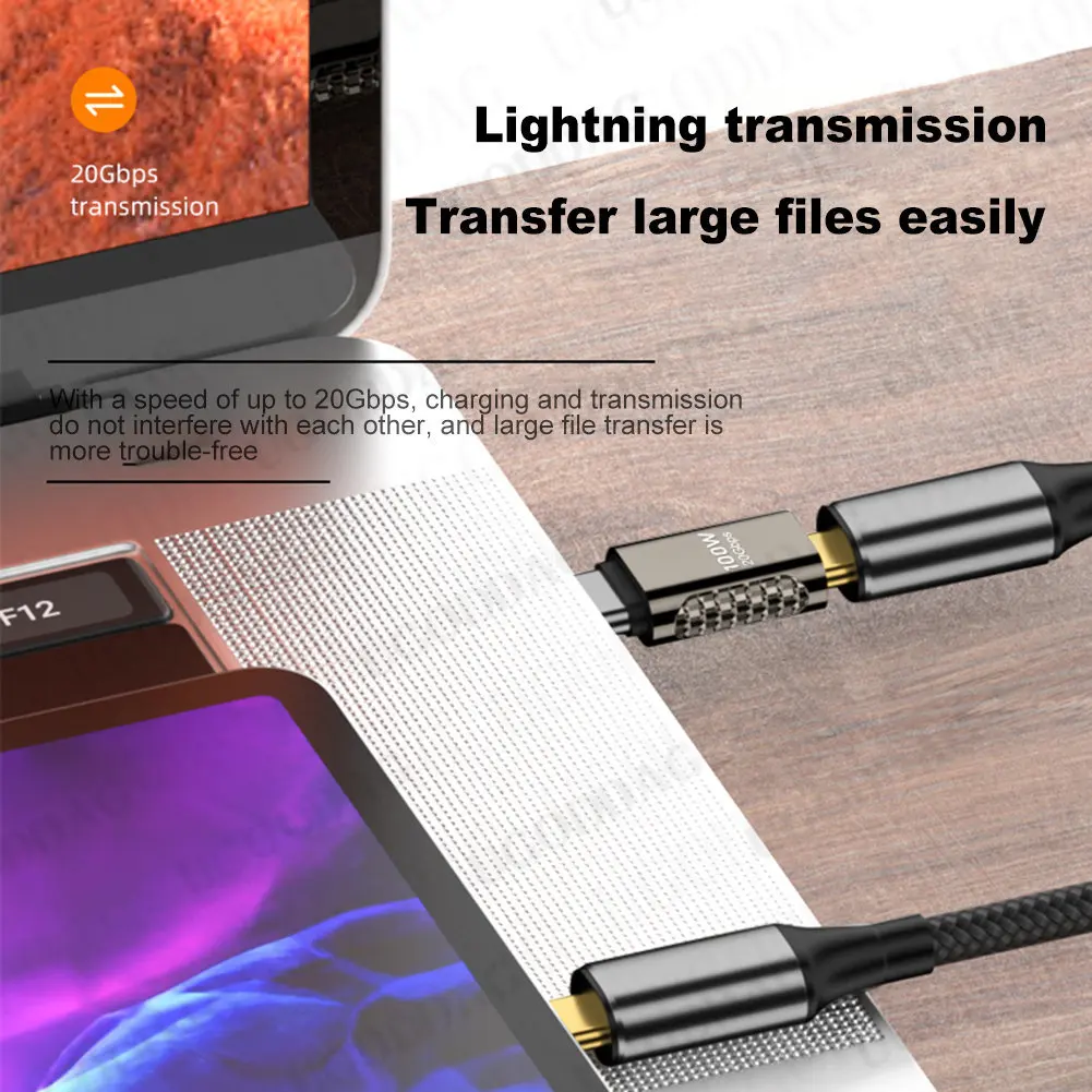 금속 USB 3.2 C타입 어댑터, OTG 20Gbps 고속 충전 데이터 전송 컨버터, 8K 4K 엘보우 컨버터, 휴대폰 맥북 에어용, 100W