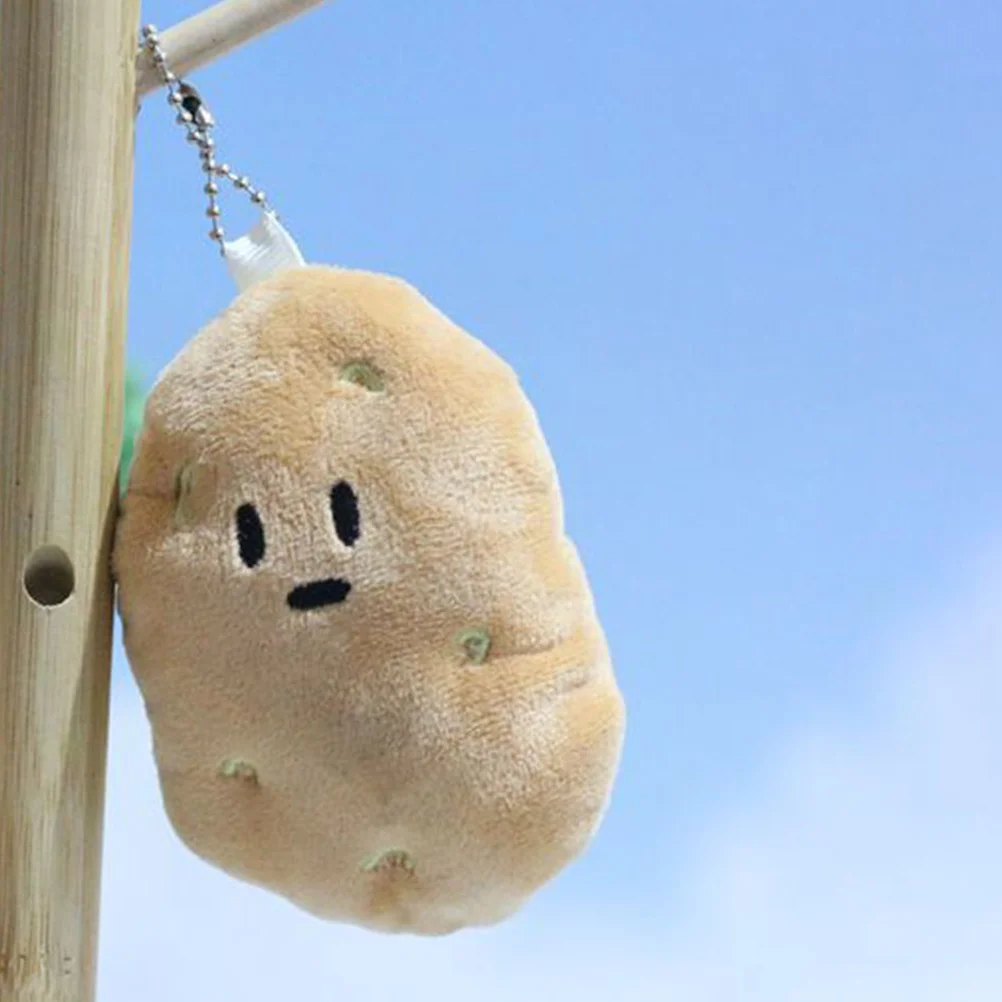 2 Pcs Key Chain Locket Plush Pendant Bag Hanging Decor Potato Keychains Charms Keyring Panda Lovely Stuffed