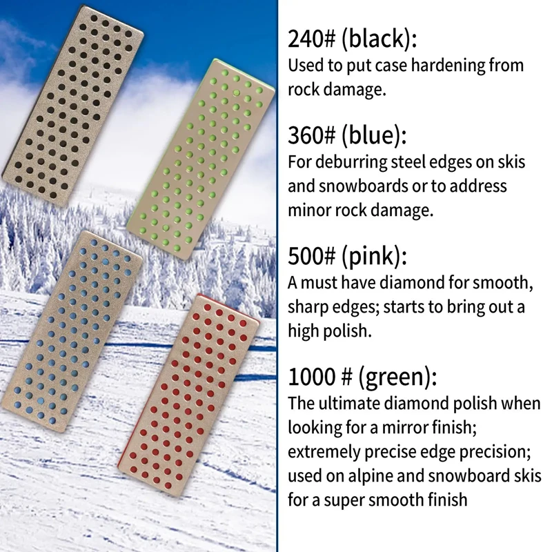 4 Style Diamond Sharpening Stone For Ski Edges Skiing Professional Knife Sharpener 240 360 500 1000 Grit Ski Accessories Outdoor 3