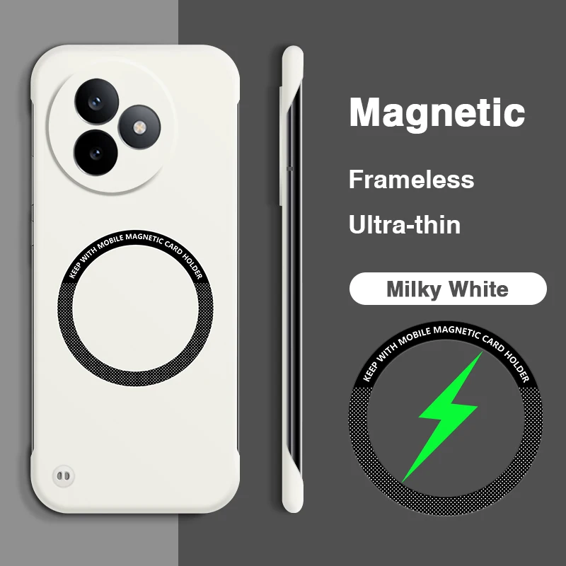 Frameless Magnetic Armor Phone Case - Hard PC, Thin Candy Back Cover, High Quality