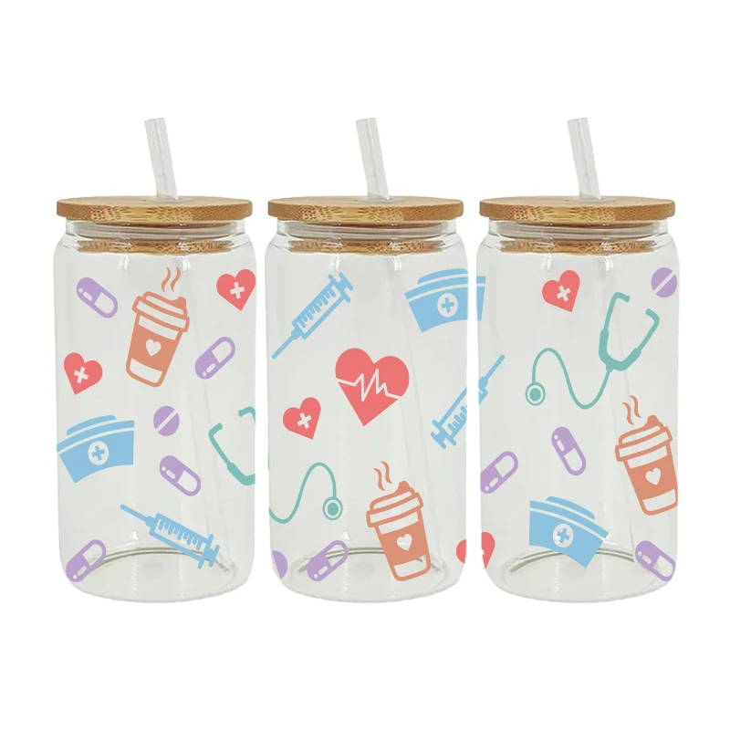 UV DTF Transfer Medical Treatment Theme For The 16oz Libbey Glasses Wraps Cup DIY Waterproof Easy To Use Decals D29413