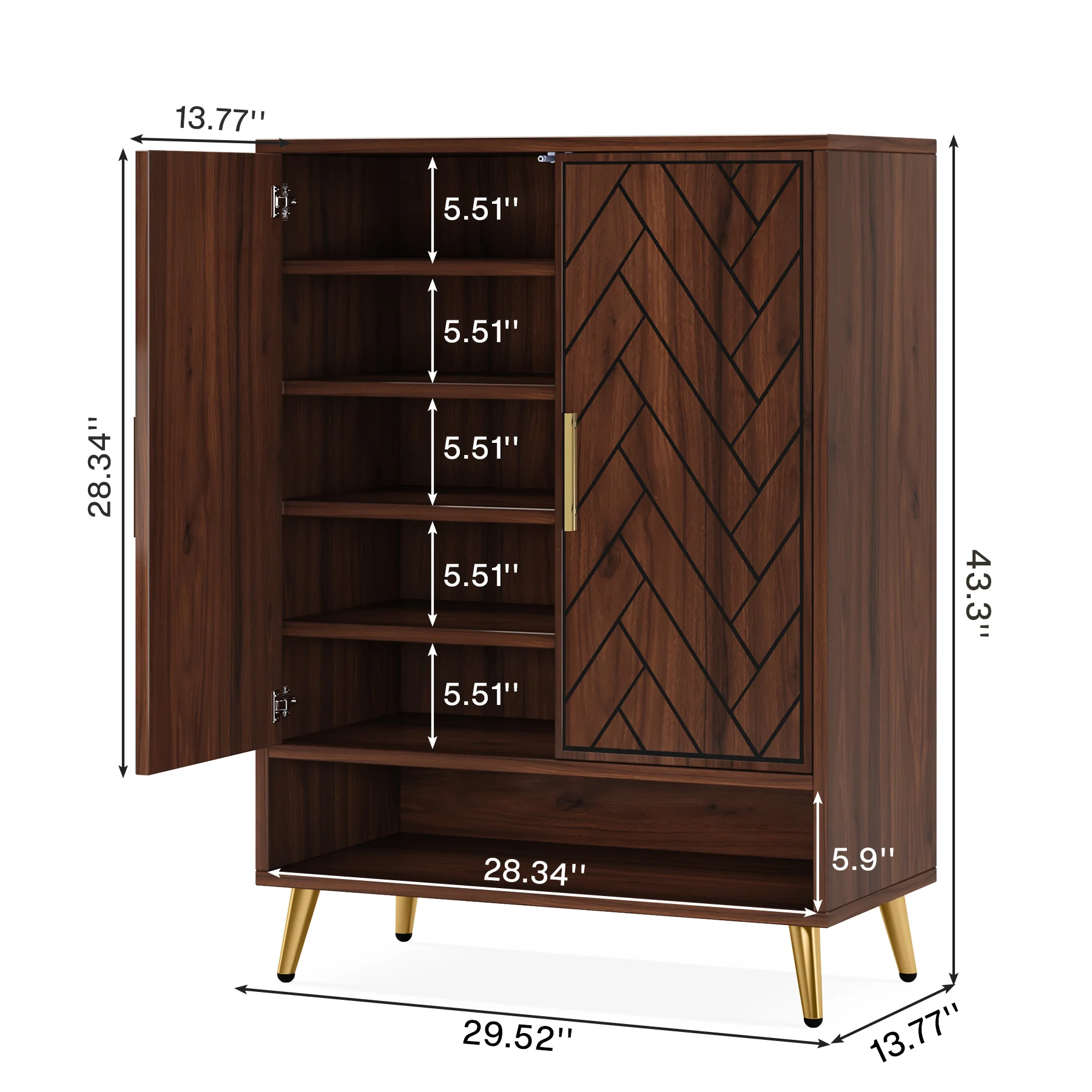 Tribesigns 6-Tier Shoe Cabinet with Doors, Wooden Shoe Storage Cabinet with Adjustable Shelves for Entryway, Hallway, Bedroom