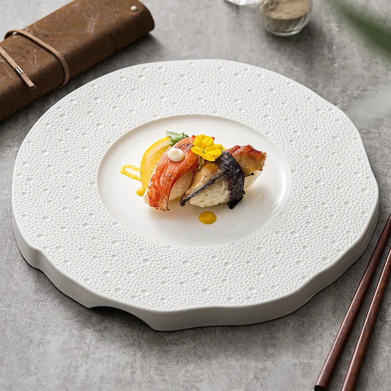 

Meteor Shower Beads Point Display Plate White Porcelain Tray Creative Hotel Restaurant High Sense Artistic Cuisine Tableware