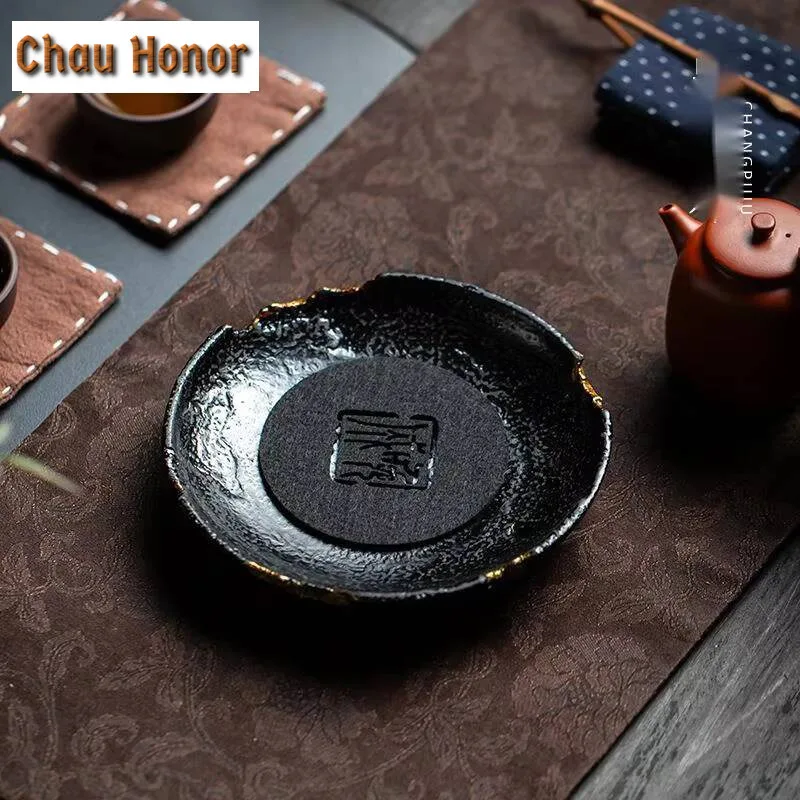 Retro Lacquer Craft Series Pot Bearing Holder Retro Dry Brew Table Tea Tray Cup Mats Refreshment Fruit Plate Tea Ceremony Craft