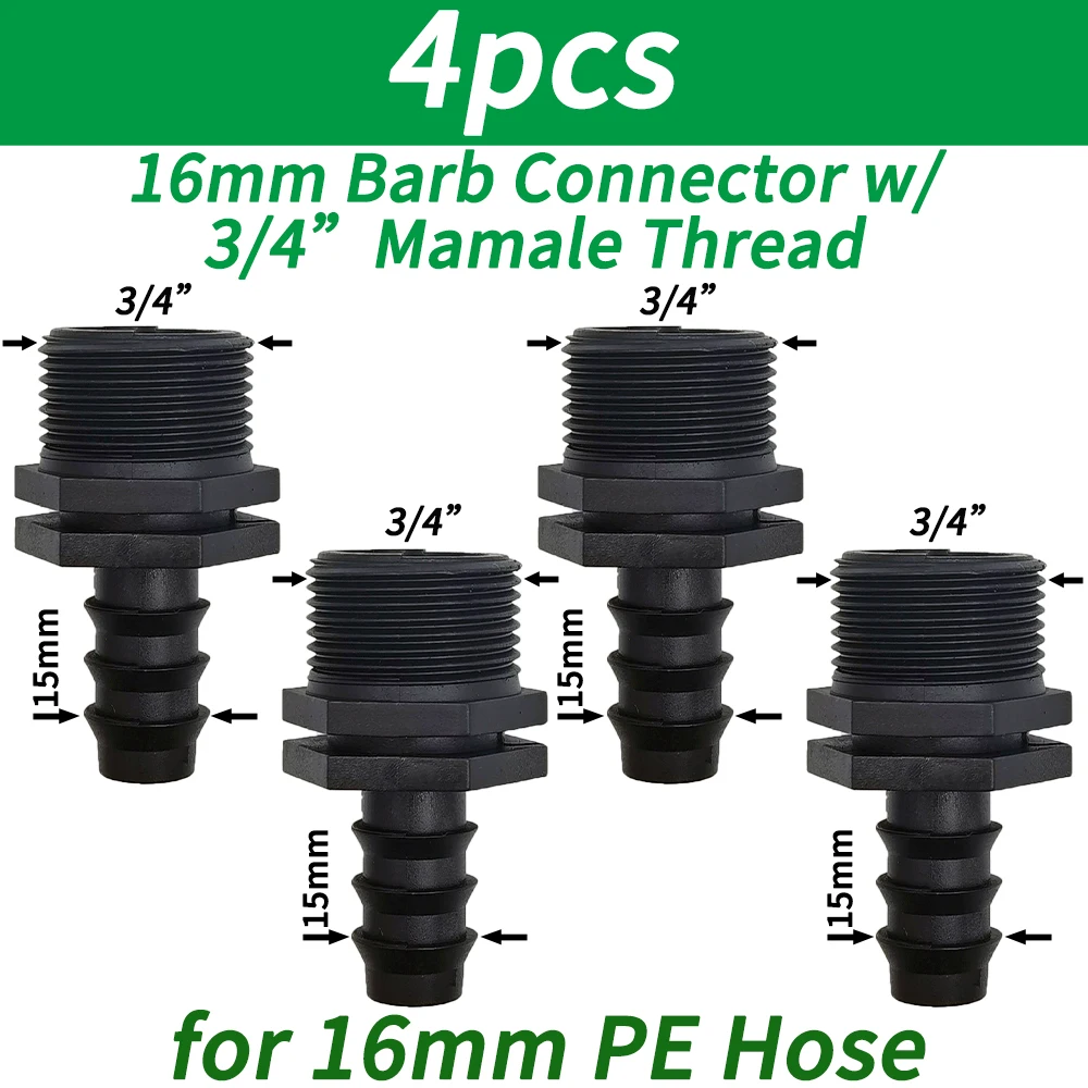 1/2 "1/4" Außengewinde anschluss an Widerhaken 16mm 20mm 25mm Pe Schlauch adapter T-Stück Winkel bogen Garten bewässerung Tropf bewässerungs system – Detail 7