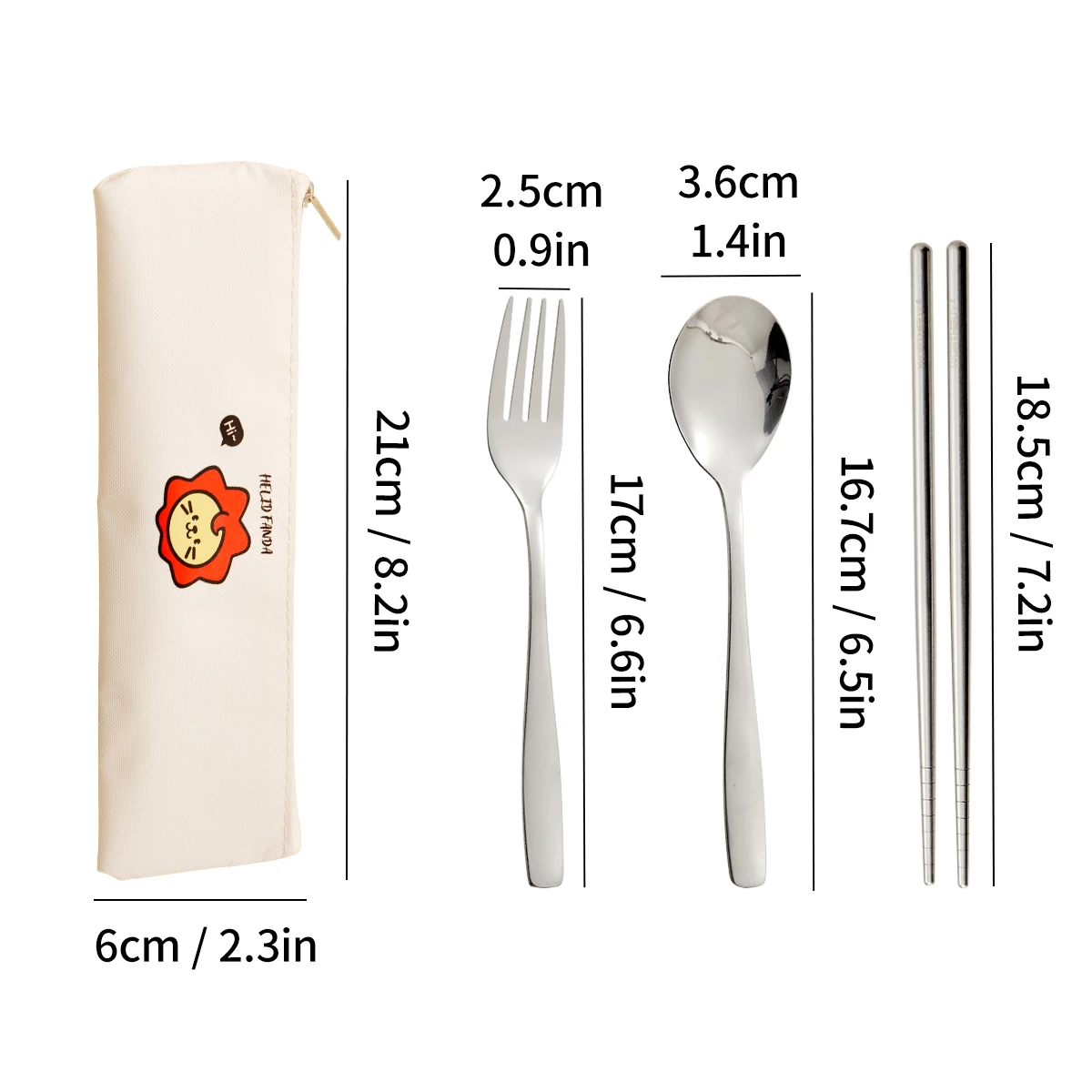 WORTHBUY Couverts en acier inoxydable 316, service de table avec sac de rangement, ustensile de cuisine, Cuillère, Fourchette, Baguettes portables de voyage