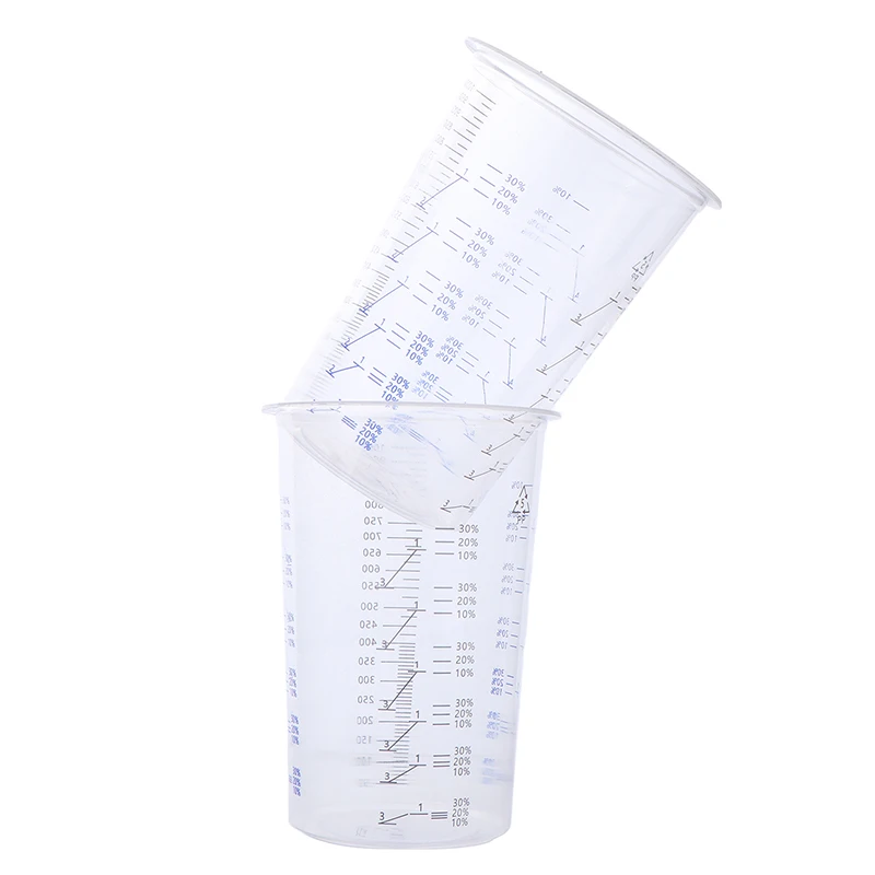 새로운 10 Pcs 페인트 혼합 교정 컵 플라스틱 페인트 혼합 컵 1000Ml 페인트 및 액체의 정확한 혼합을 위한 혼합 용기