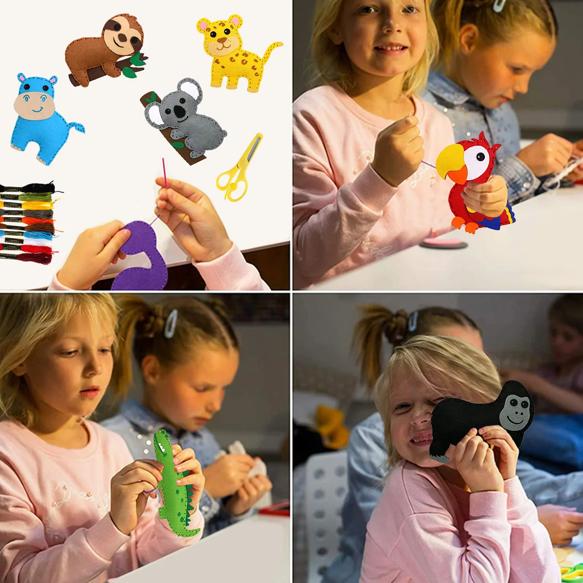 Children's DIY Animal Craft Kit - Creative Montessori-Inspired Arts & Sewing Gift Set