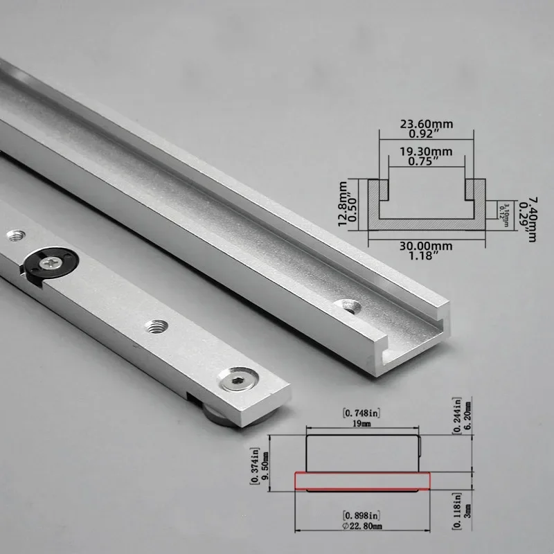 T Slot Miter Bar Slider Kit Aluminum alloy T-shaped Rail Oblique Joint Slider Wheels Non Perforated T-shaped Bar Guide