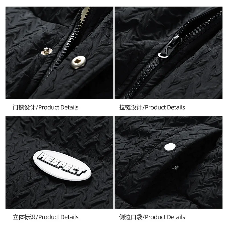 Down Cotton Coat Men's Thousand Bird Checker Winter Fashion Brand Lamb Fleece Coat Cotton Coat Couple's Winter Cotton Coat