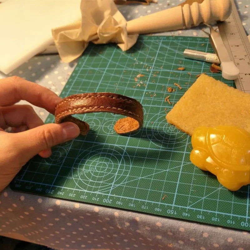 Leather Craft Tools 1Pcst Flat Blank Bending Stamping Customizing Bracelet Blanks Jewelry Making Accessories Sewing Waxed Thread Wristband DIY
