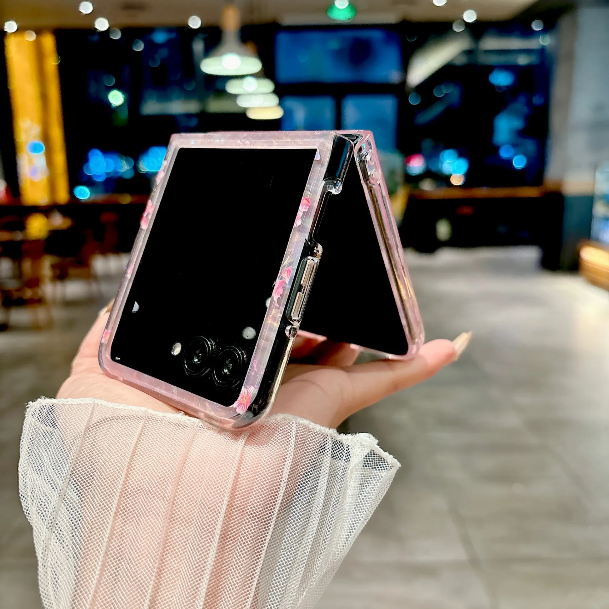 Floral Pattern Pink and White Hard Shell Case