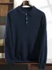 Lapel 100% Pure Cashmere Sweater Men's POLO Collar Knit Pullover Business Casual High-End Base Shirt Autumn New Loose Thick Tops 3