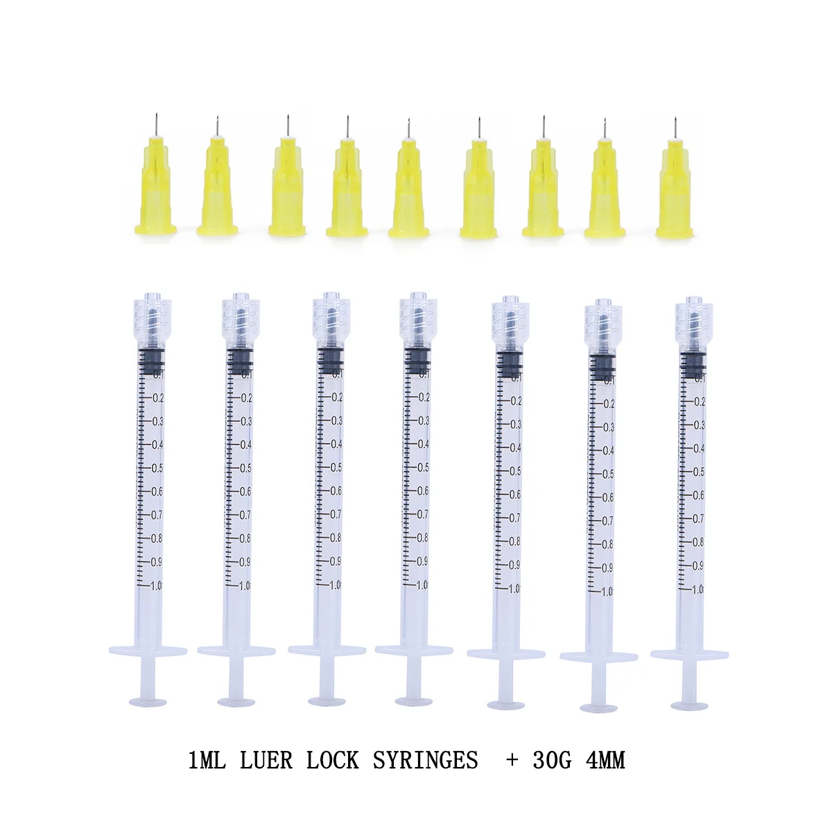 

1ml Luer Lock Syringes+30g4mm+30G8MM+30G13MM+30G25MM Syringe and Needle Injection Tool Disposable Sterile Individually Packed