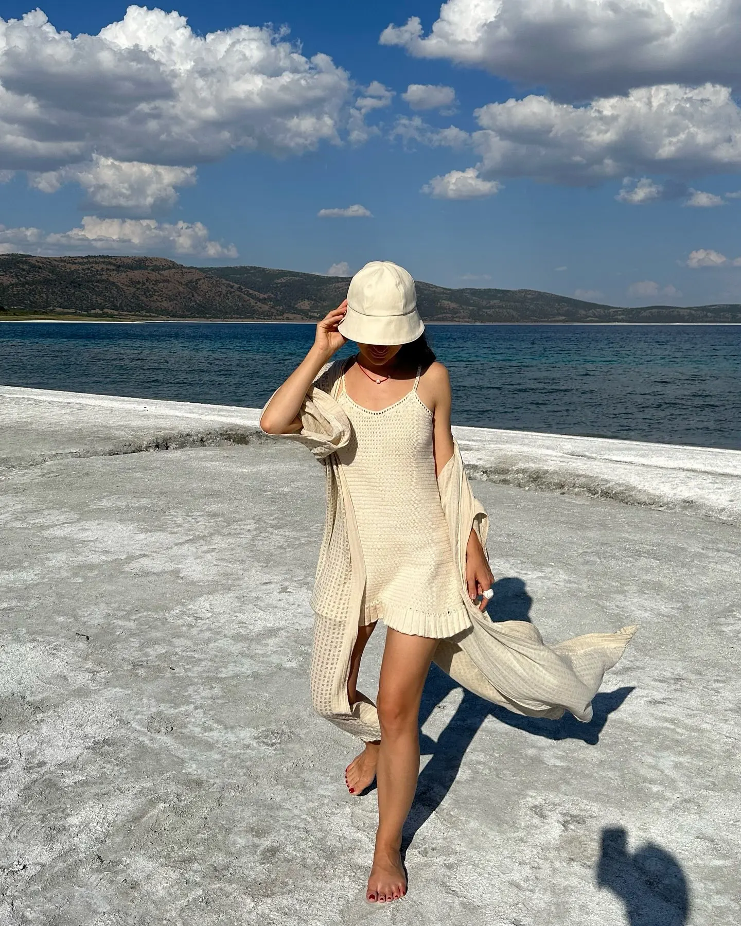 Boho Crochet Halter V-Neck Slim Ankle-Length Dress photo review
