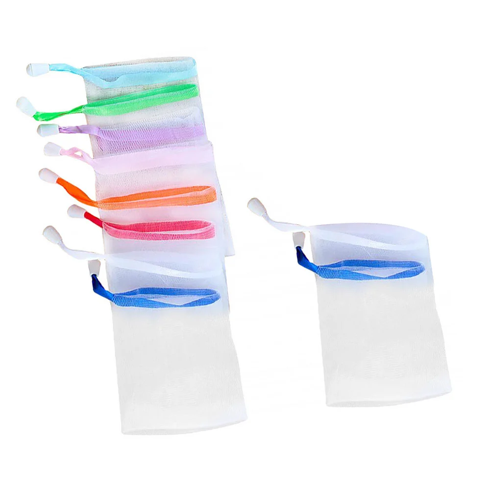 

10pcs Exfoliating Mesh Bags Drawstring Saver Double Layer Bubble Net Cleanser Bag Cleaning Supplies for Girl Lady ( )