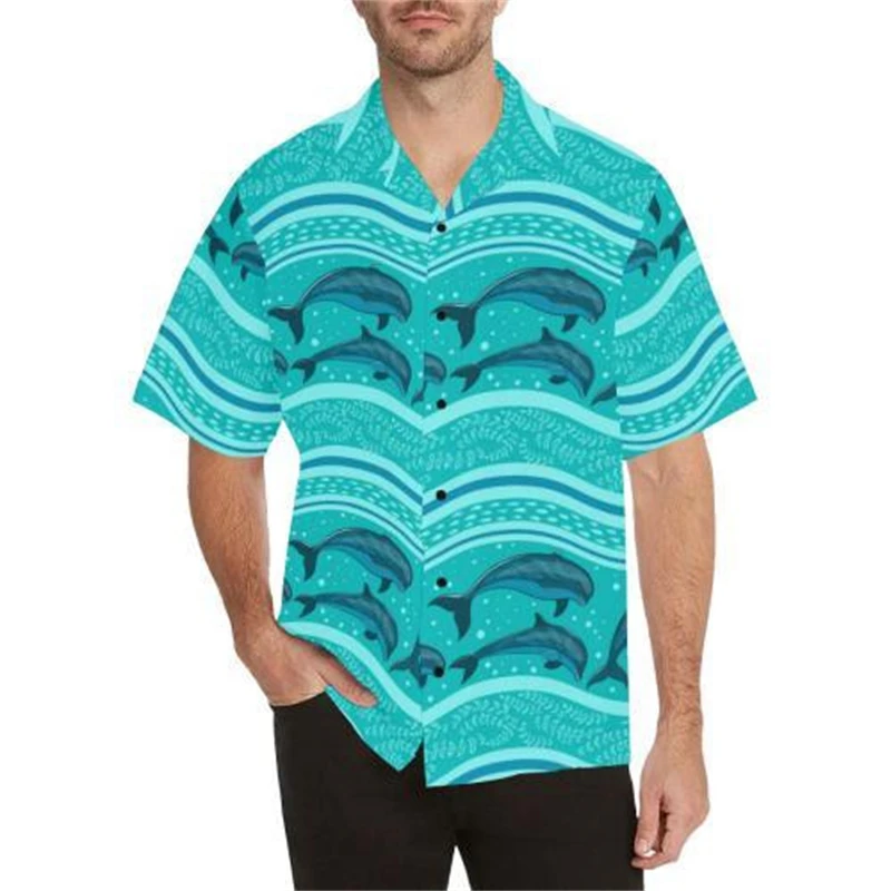 thumbnail image 1 of Camisas hawaianas con estampado de animales para hombre, blusa de manga corta, blusas de fiesta para vacaciones, camiseta de gran tamaño para hombres, ropa Harajuku Camisa, 1 of 5