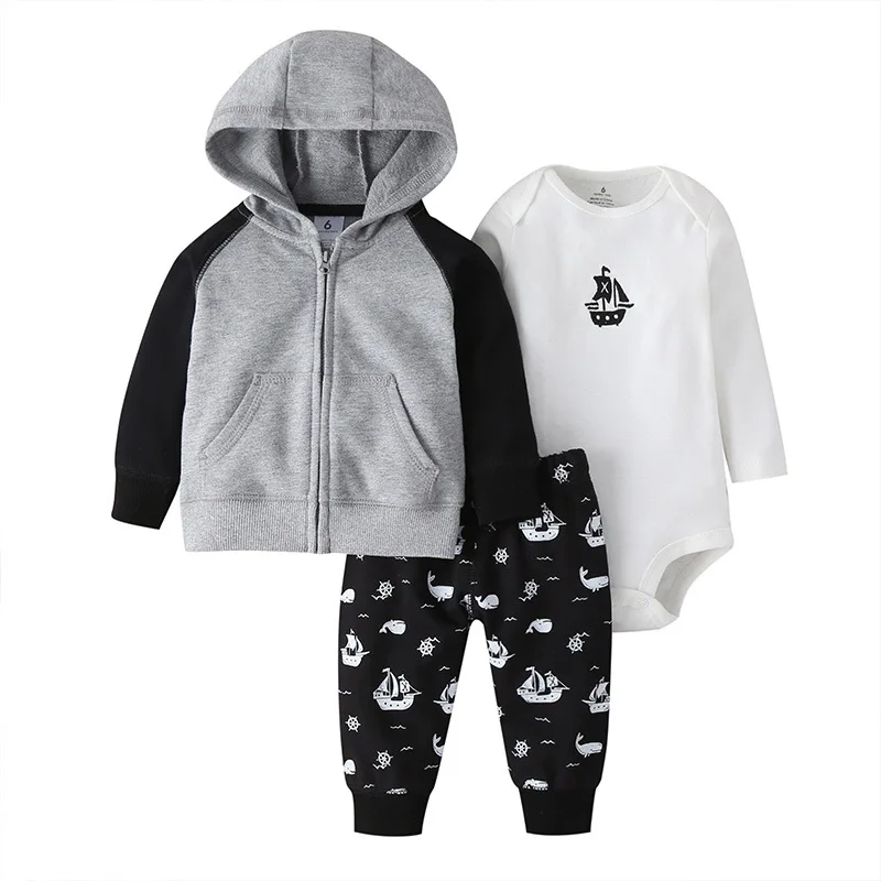 baby clothes in sets	 2022 New Fashion Baby Girls Clothes Sets 100% Cotton Baby Coat+Baby Bodysuits+Pants Cartoon Printed Long Sleeves Kids Clothing baby dress set for girl