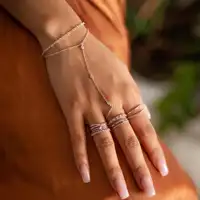 925 Sterling silver Fine Jewelry Geometric Round Bezel CZ Sparking Women Hand Chain Bracelet 1