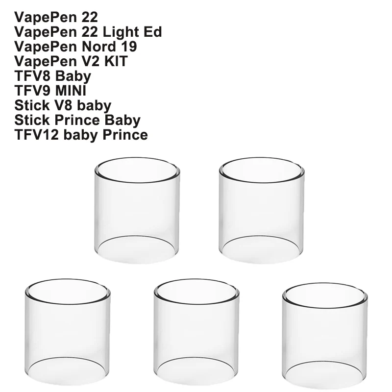 Прямая стеклянная трубка Pyrex Tank для KANGER Vapepen 22 Nord 19 V2 TFV8 Baby TFV12 Prince сменная