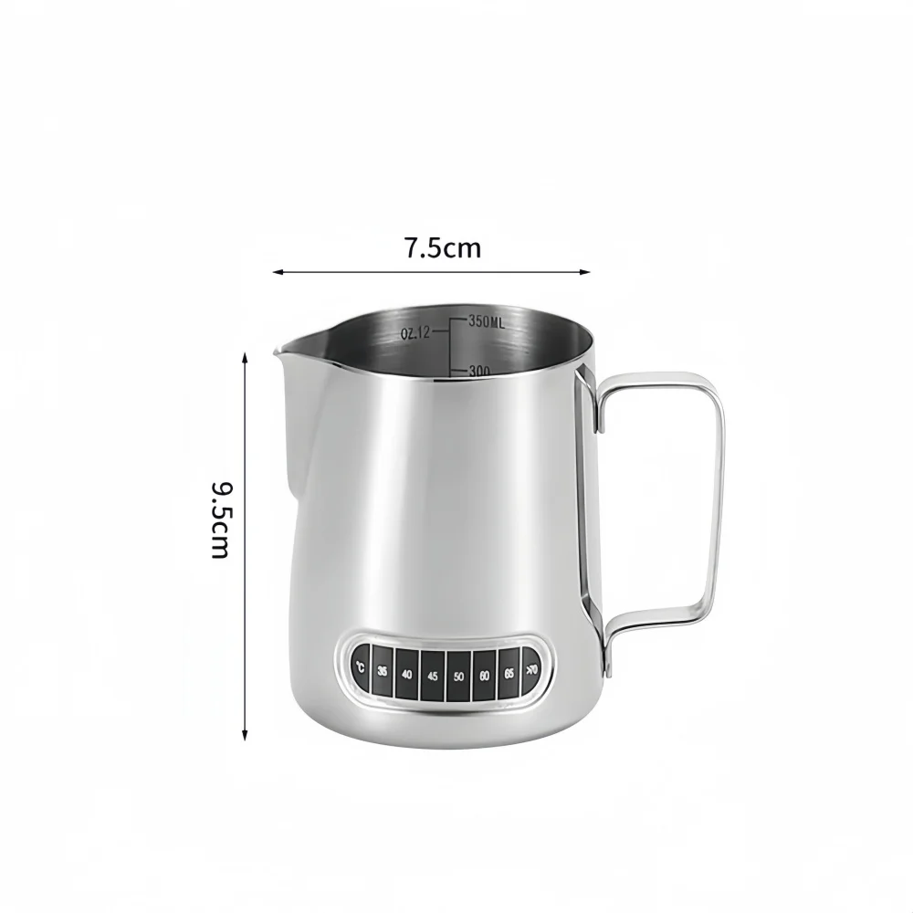 Brocca per montalatte per caffè, patch di rilevamento della temperatura, scala accurata in acciaio inossidabile, controllo del volume, strumento da caffè professionale avanzato