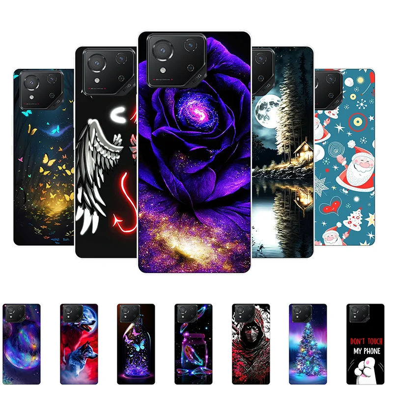 Per Asus Rog Phone 8 Custodia In Silicone Soft Flower Wolf Custodia Paraurti Nera Per Asus Rog Phone8 Rog Phone8 Cover Posteriore