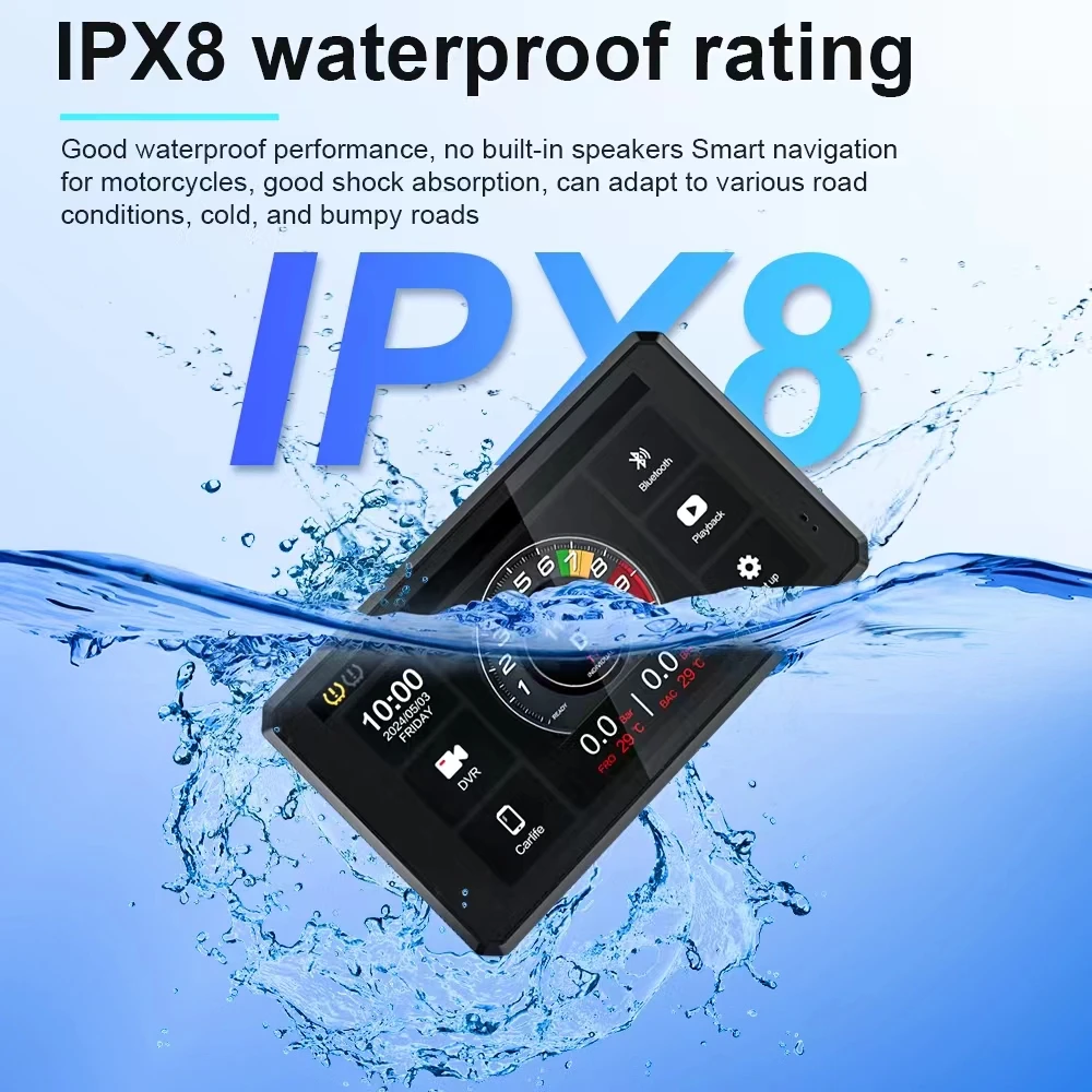 Navigatore Moto 7 Pollici Impermeabile IPX7 - Schermo Touch HD, GPS, CarPlay, Per Casco Bluetooth - Foto 8