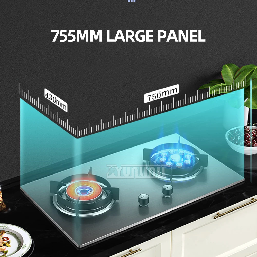 Energy Saving Gas Stove Embedded Double Stove Household Catering Equipment Tempered Glass Gas Stove 3