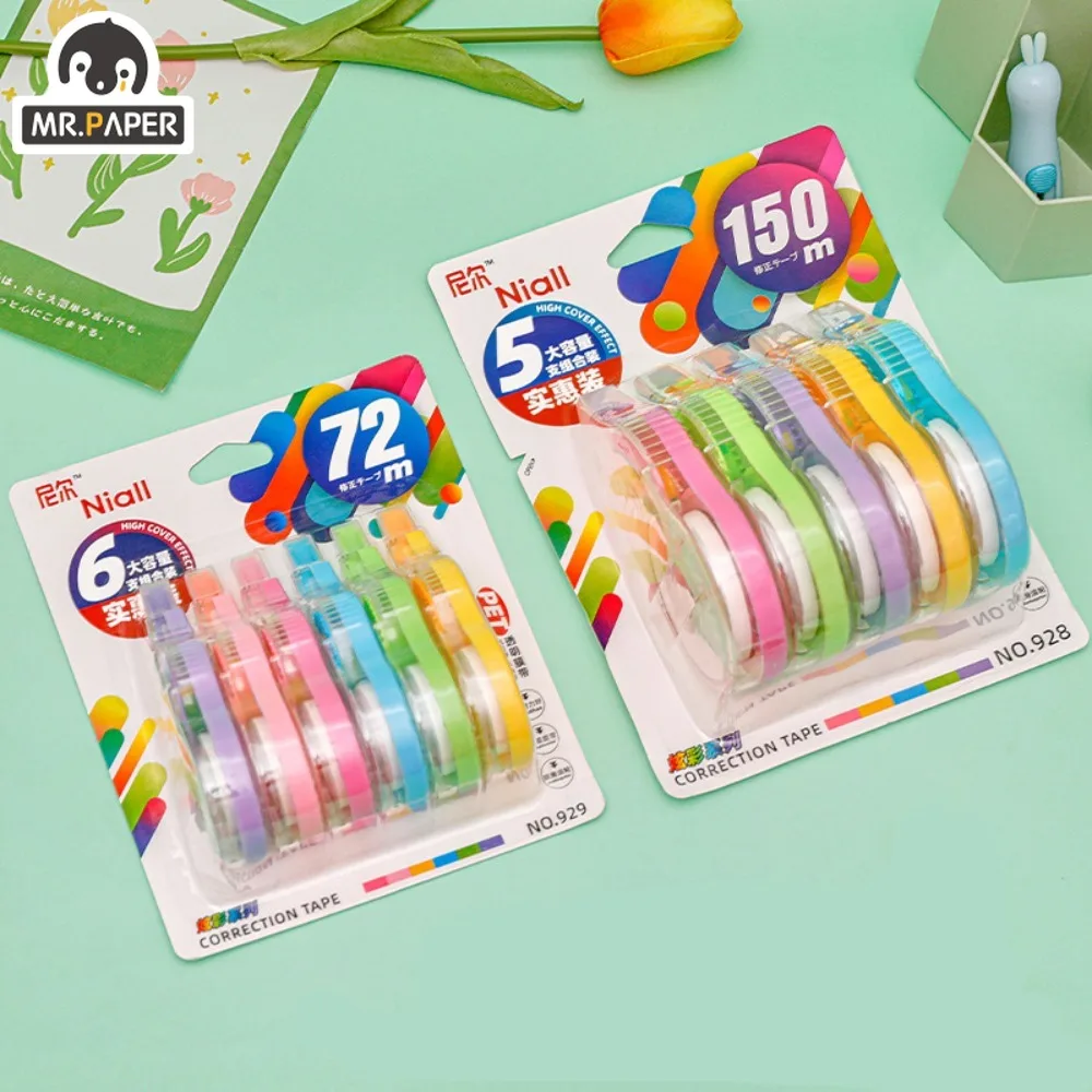 Mr. Paper 150m Correction Tape Set Large Capacity Student Exam Correction Tape Cute School Supplies Stationery 5pcs/box correction tape,stationery set