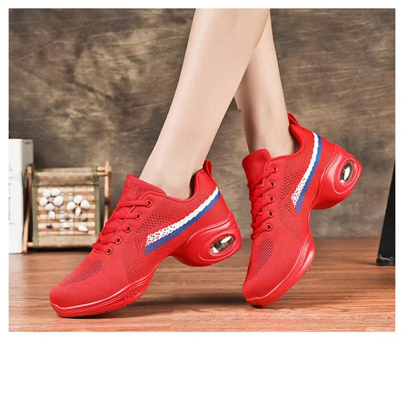 

2024 Dance Shoes Woman Ladies Modern Soft Outsole Jazz Sneakers Mesh Breathable Lightweight Female Dancing Fitness Sport